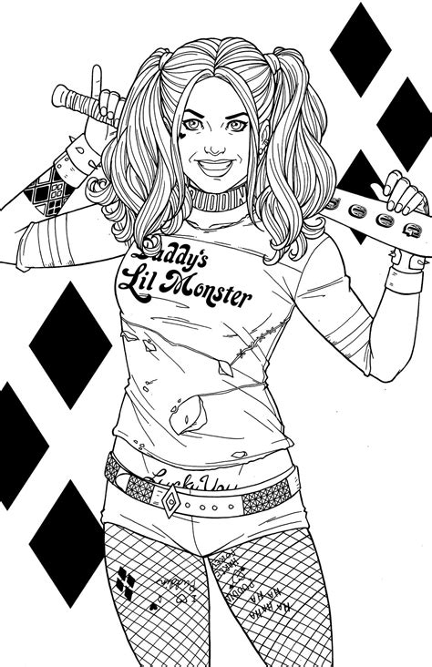 harley queen disegno|Harley Quinn da colorare